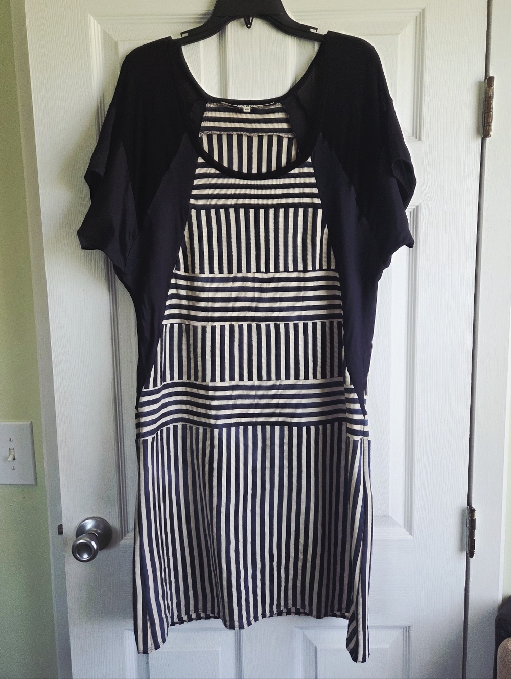 HACHE ✨️ Striped Women’s Dress with Short Sleeve Overlay Size L (46)